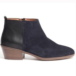 Madewell The Charley Black 1/2 Suede Leather Heel Side Zip Chelsea Booties Sz 9